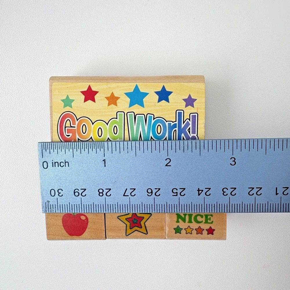 Vintage Teacher Wooden Rubber‎ Stamps Good Work Classroom Lot of 4 Homeschool